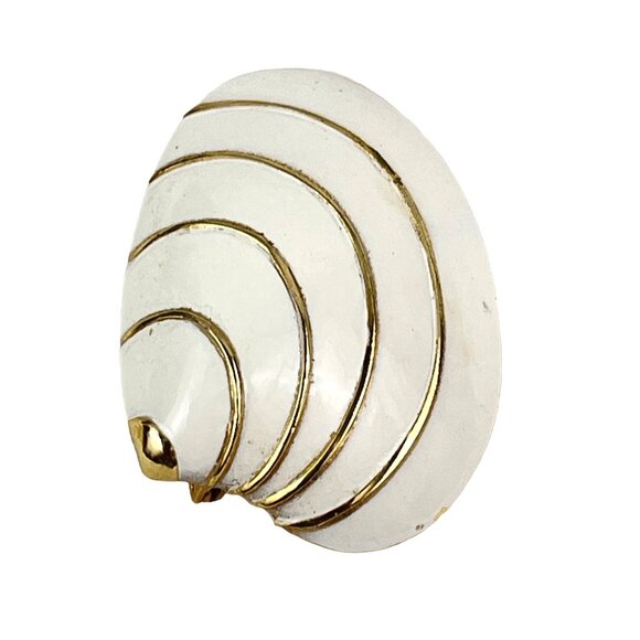 Retro Enamel Shell Vintage White Gold Shell Brooch Pin - Picture 7 of 7